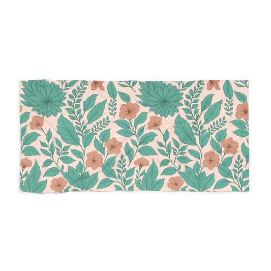 Floral Pattern Beach Towel, Summer Poolside Accessory, Gift for Beach Lovers, Tropical Vibes, Vacation Essentials
