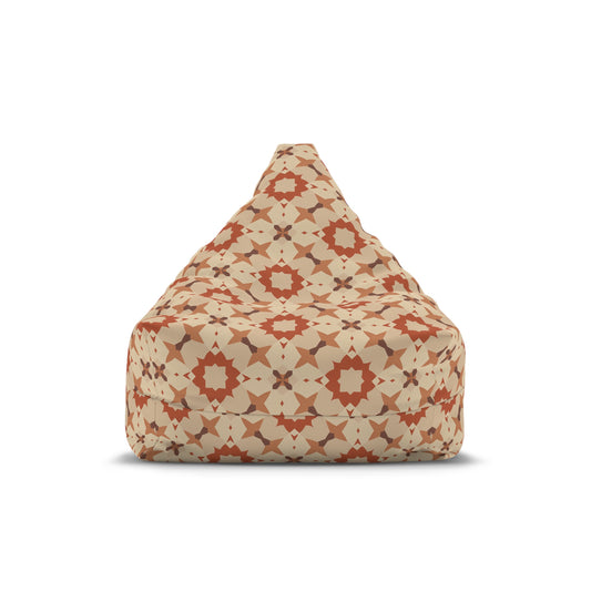 Boho Tile Pattern Bean Bag Cover — Earthy Terracotta Moroccan Print