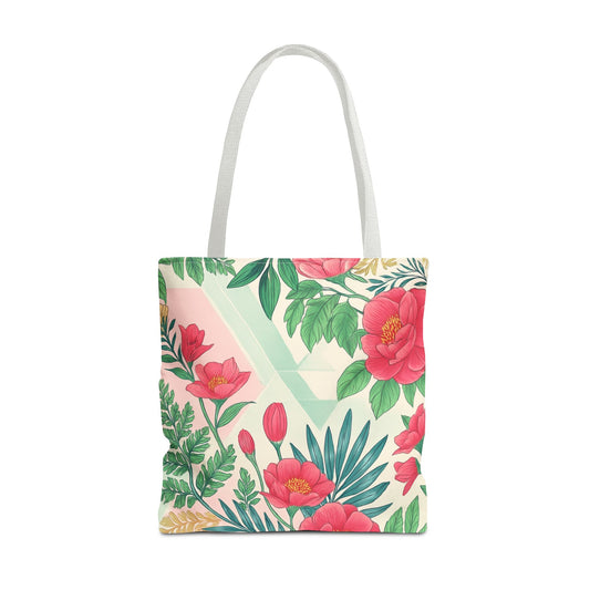 Floral Tote Bag, Vibrant Flower Gift Bag, Beach Tote for Summer, Grocery Shopping Bag, AOP Floral Design Bag