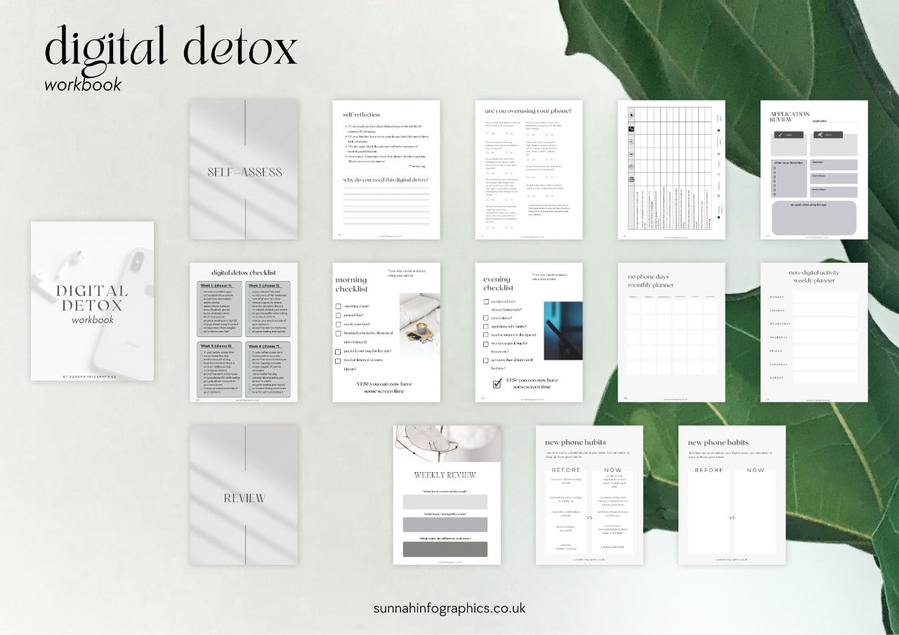 Digital detox workbook is a step by step guidance that will help you manage social media anxiety in this digital age.
