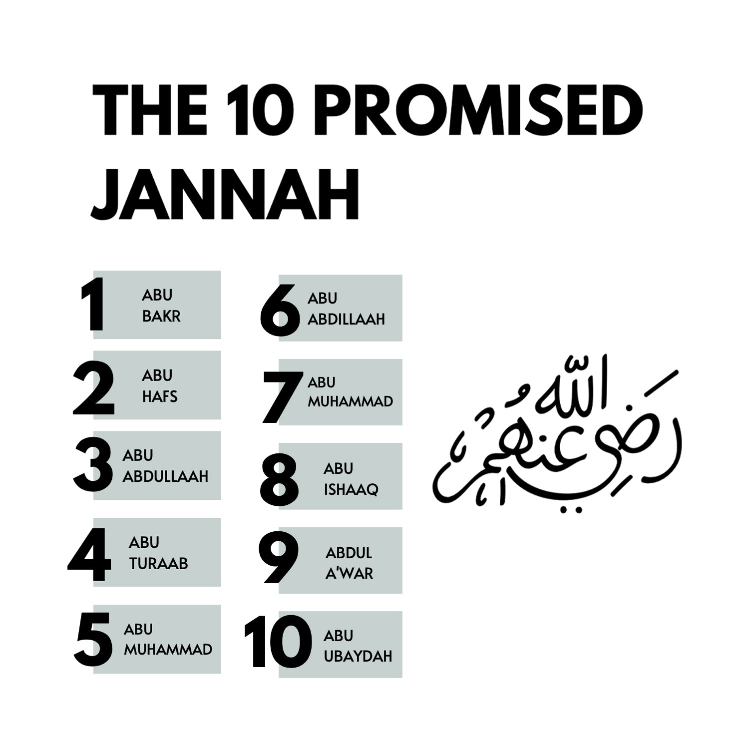 The 10 Promised Jannah – Sunnah Infographics