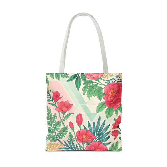 Floral Tote Bag, Vibrant Flower Gift Bag, Beach Tote for Summer, Grocery Shopping Bag, AOP Floral Design Bag