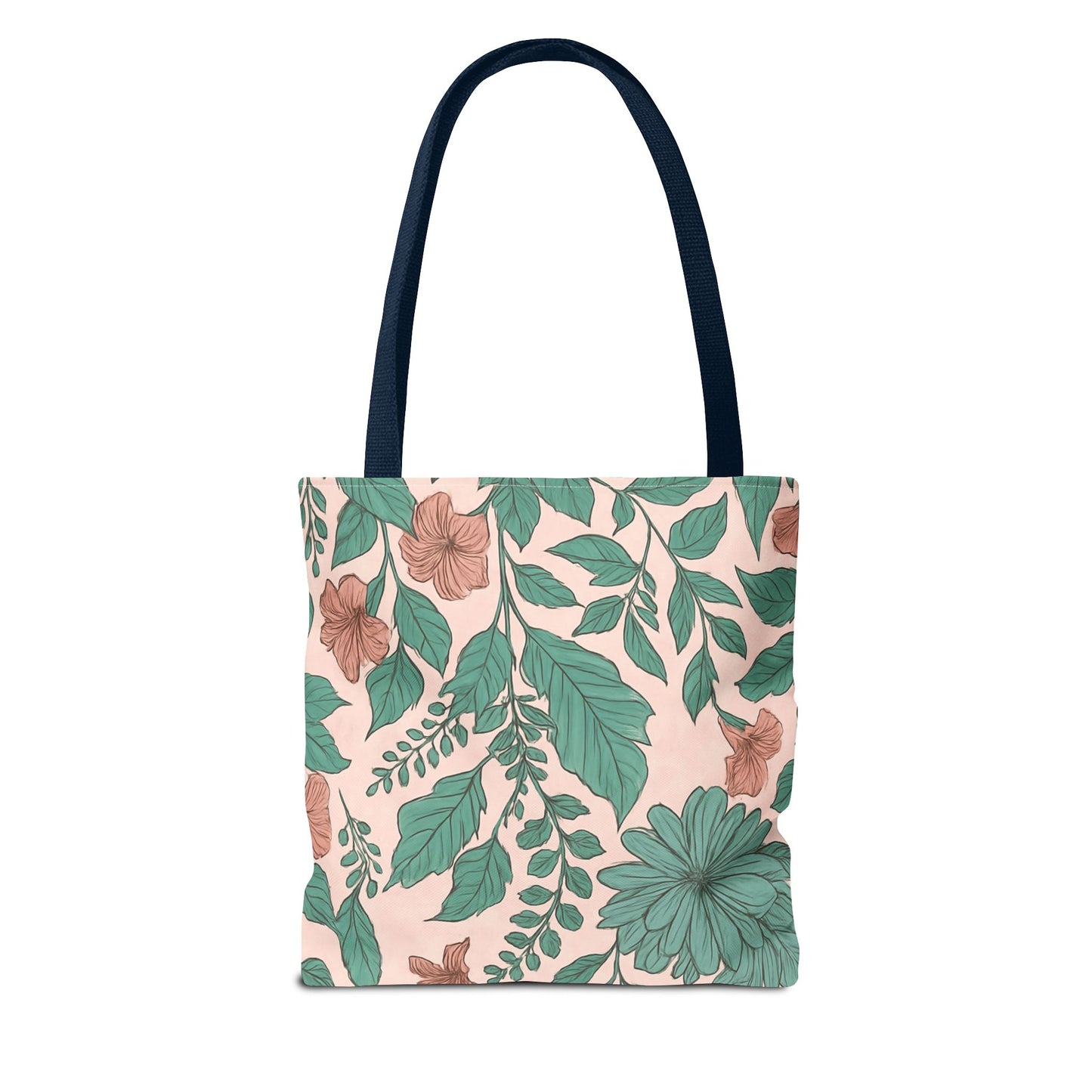 Pastel Islamic Geometric Tote Bag – Hand-Drawn Botanical Floral Design with Soft Pink, Blue & Mint Accents, Modern Minimal Style Trendy Accessory for Young Muslims