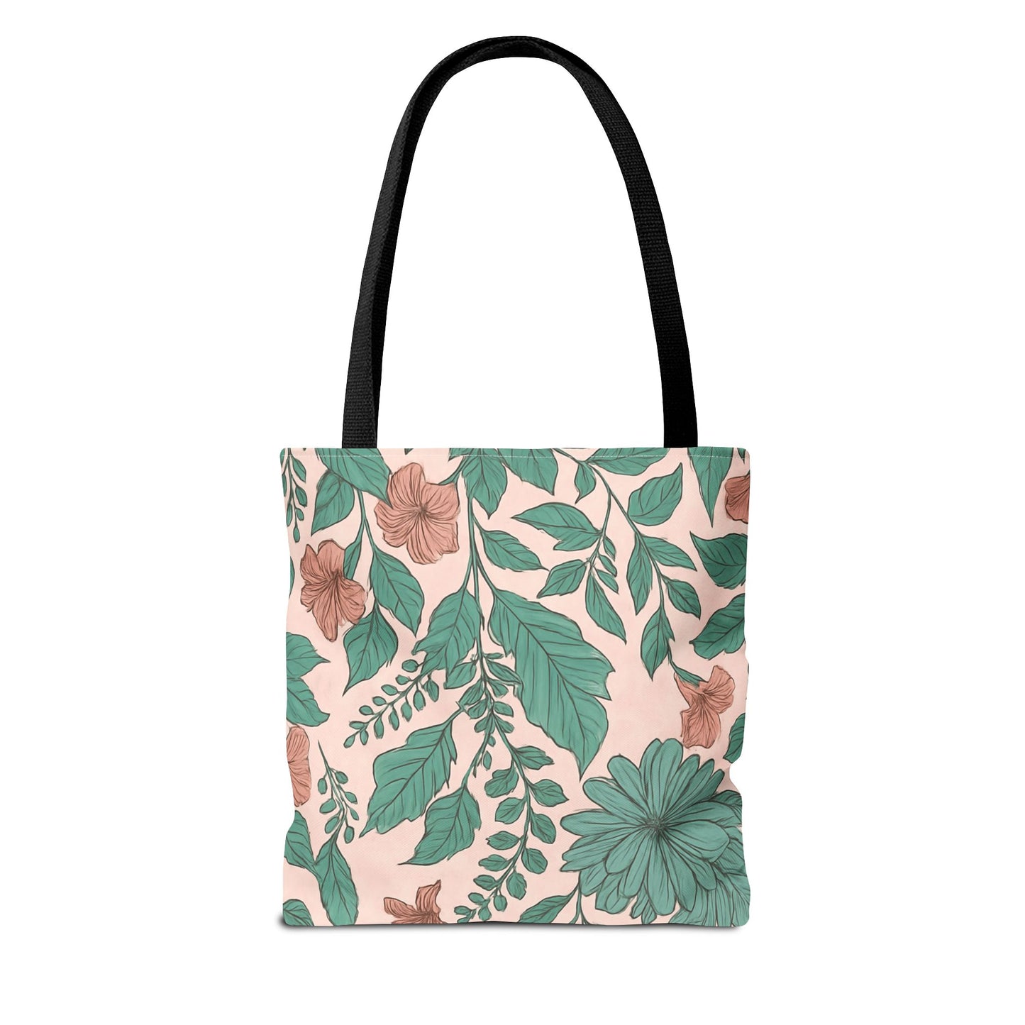 Pastel Islamic Geometric Tote Bag – Hand-Drawn Botanical Floral Design with Soft Pink, Blue & Mint Accents, Modern Minimal Style Trendy Accessory for Young Muslims