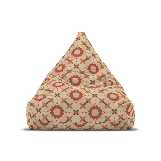 Boho Tile Pattern Bean Bag Cover — Earthy Terracotta Moroccan Print