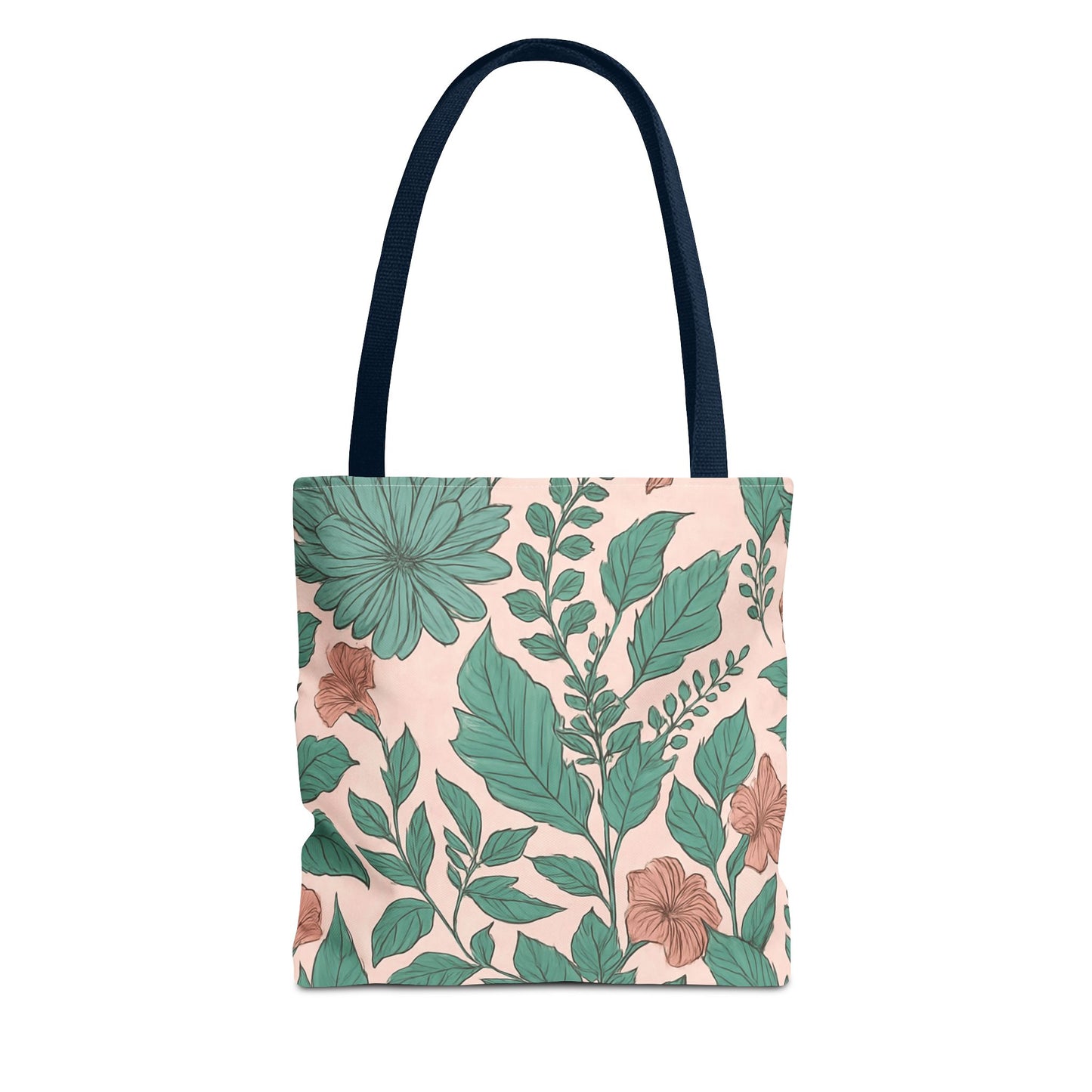 Pastel Islamic Geometric Tote Bag – Hand-Drawn Botanical Floral Design with Soft Pink, Blue & Mint Accents, Modern Minimal Style Trendy Accessory for Young Muslims