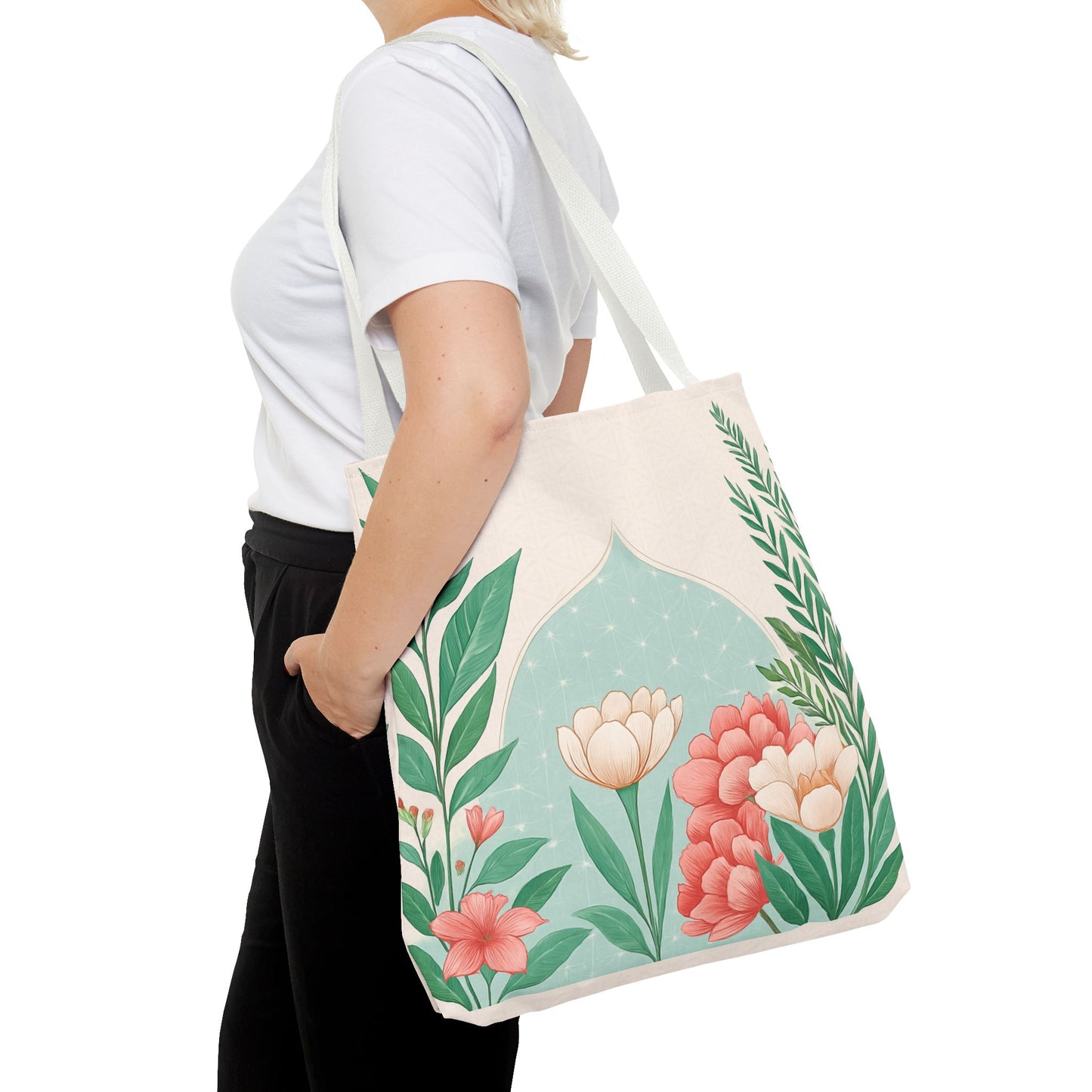Floral AOP Tote Bag, Stylish Eco-friendly Shopping Bag, Boho Chic Accessories, Flower Print Carryall, Perfect Gift for Her