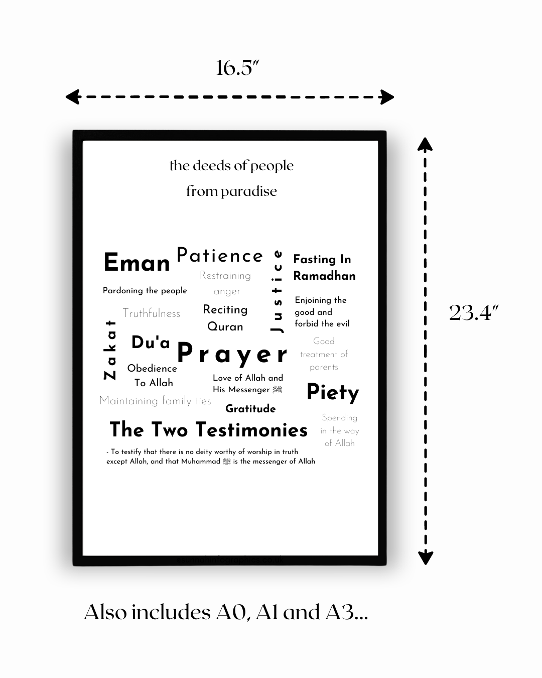 Size of Paradise and Hellfire Poster that is designed beautifully and combines Islamic reminders with modern digital art.