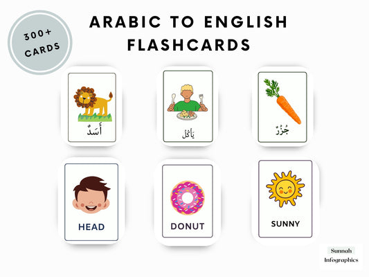 Complete Arabic/English Flashcard Set + Bonus Prophets of The Qur'an Resource (300+ Flashcards)