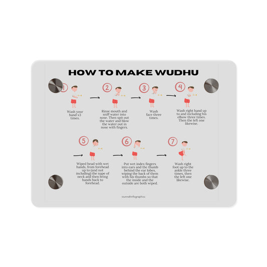 Acrylic Wall Art Panel — “How to Make Wudhu” Step-by-Step Islamic Bathroom Guide