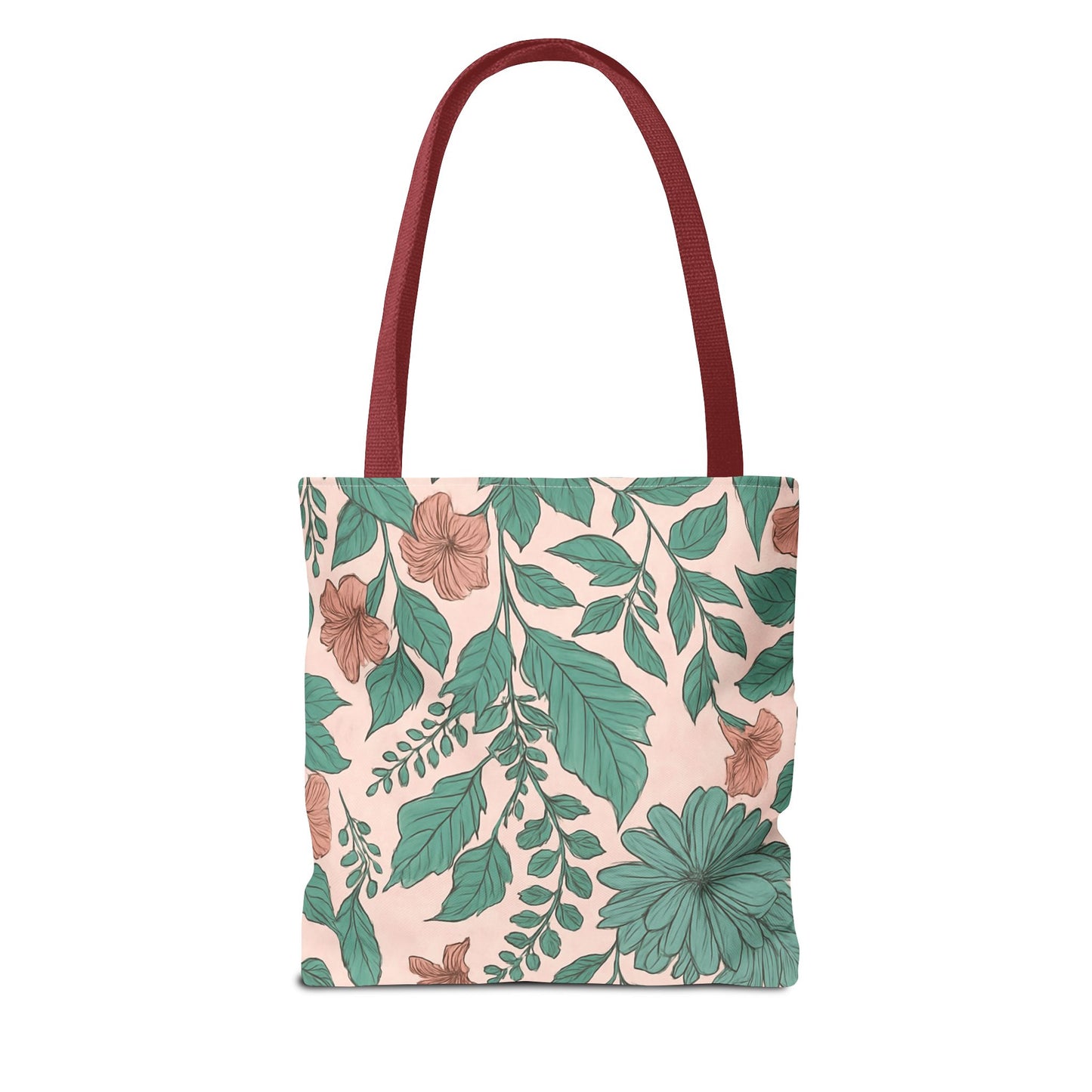 Pastel Islamic Geometric Tote Bag – Hand-Drawn Botanical Floral Design with Soft Pink, Blue & Mint Accents, Modern Minimal Style Trendy Accessory for Young Muslims