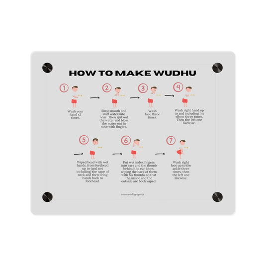 Acrylic Wall Art Panel — “How to Make Wudhu” Step-by-Step Islamic Bathroom Guide