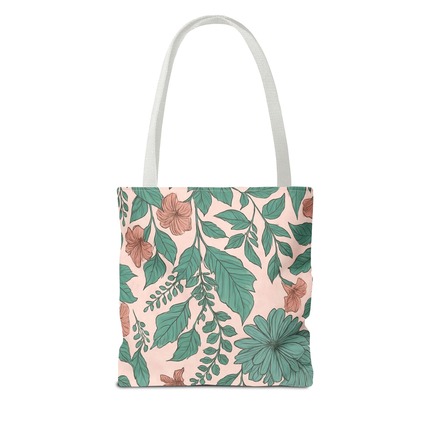 Pastel Islamic Geometric Tote Bag – Hand-Drawn Botanical Floral Design with Soft Pink, Blue & Mint Accents, Modern Minimal Style Trendy Accessory for Young Muslims