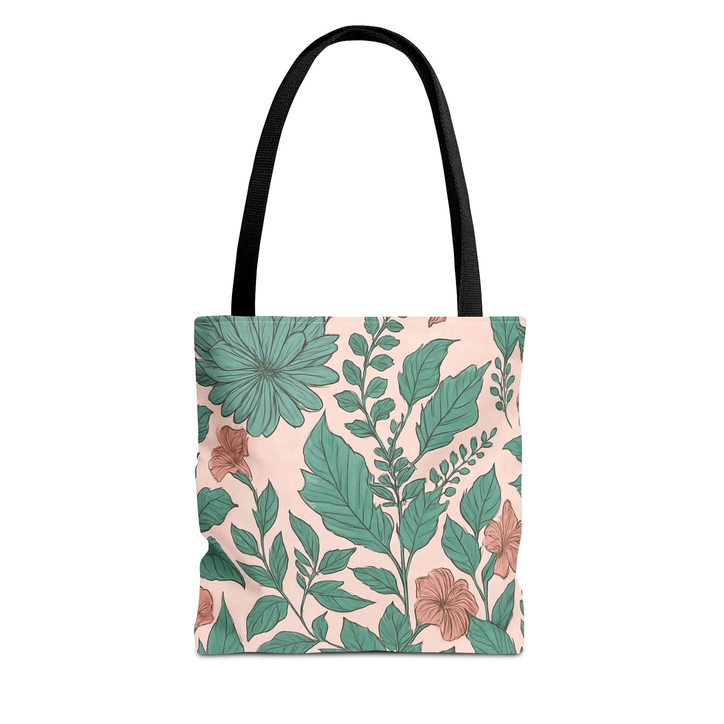 Pastel Islamic Geometric Tote Bag – Hand-Drawn Botanical Floral Design with Soft Pink, Blue & Mint Accents, Modern Minimal Style Trendy Accessory for Young Muslims