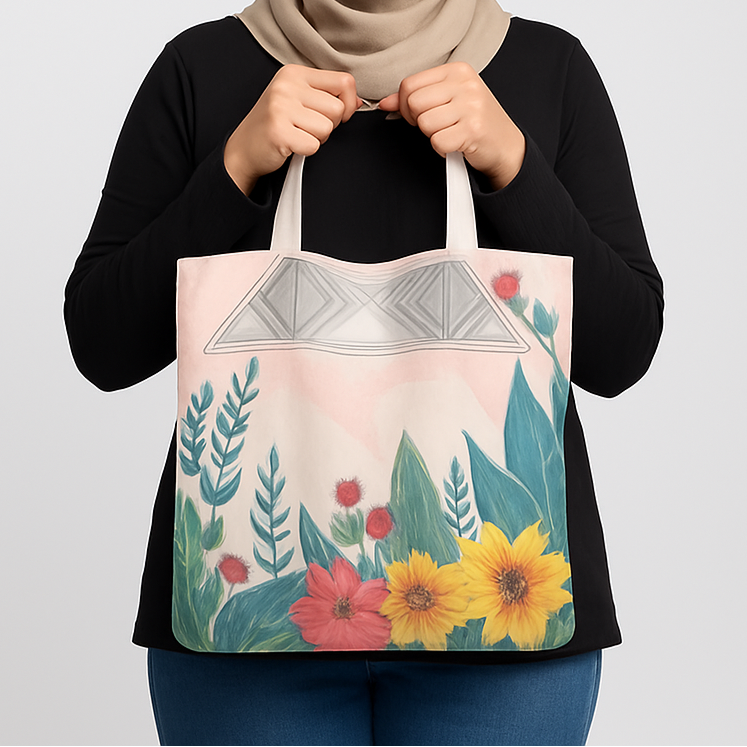 Floral Tote Bag, Bohemian Design, Eco-Friendly Shopper, Summer Picnic Accessory, Gift for Her, Reusable Market Bag