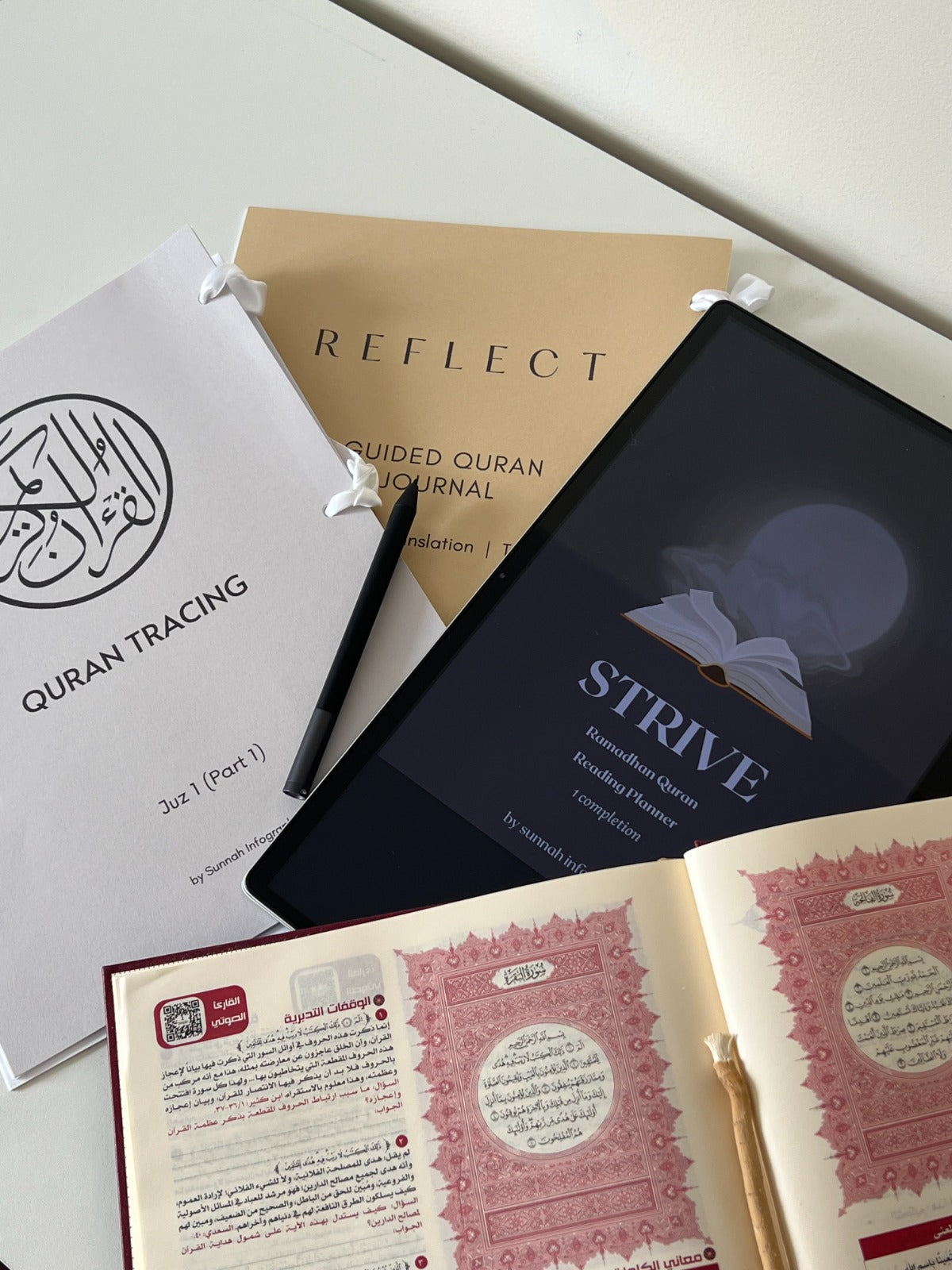 This All-In-One - Qur'an Reflection Bundle - Reflect, Trace & Strive makes for a perfect combination for staying connected to the Qur'an.