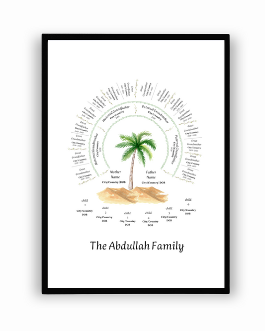 A beautifully designed family tree template made to edit for documenting your family tree.