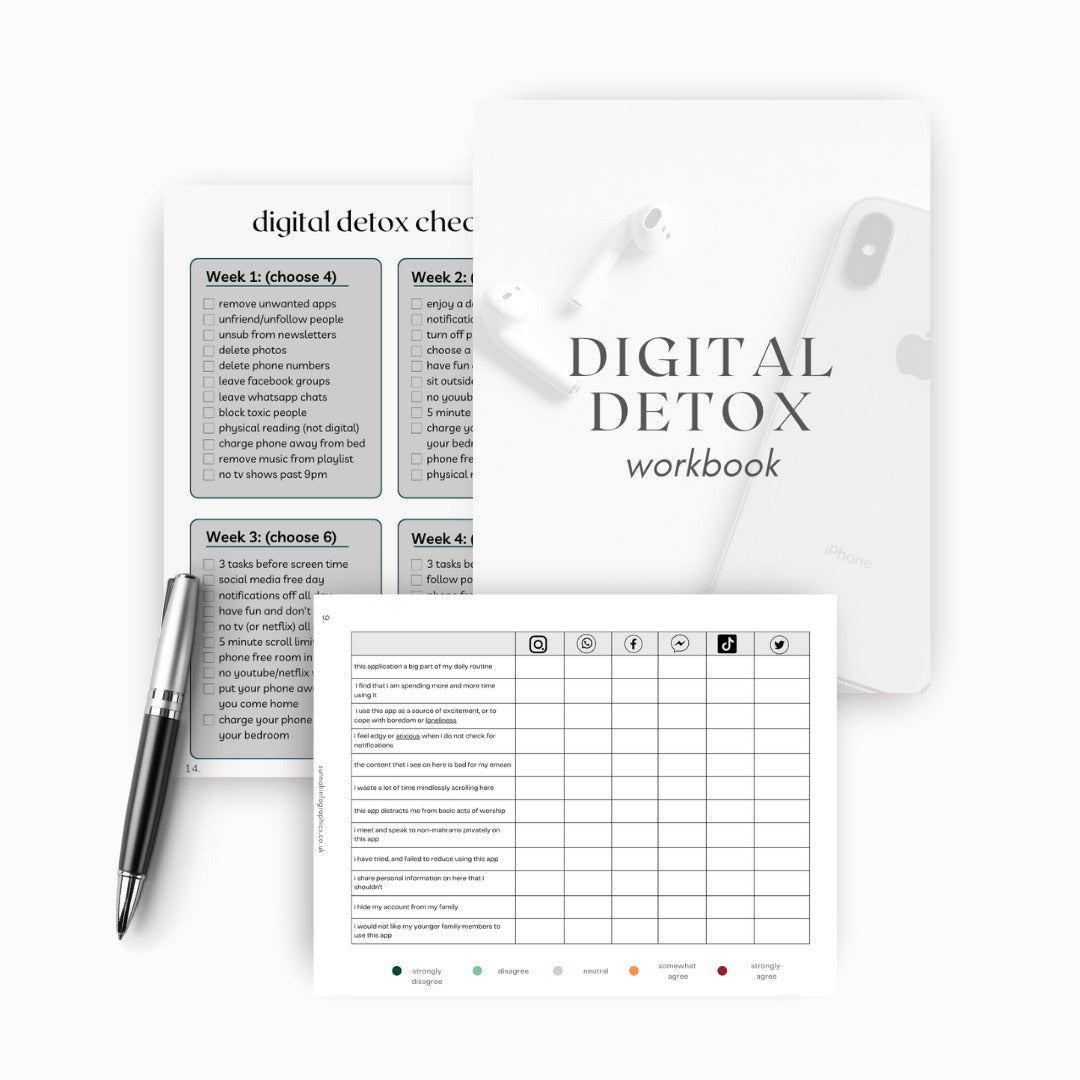 Digital detox workbook is a step by step guidance that will help you manage social media anxiety in this digital age.